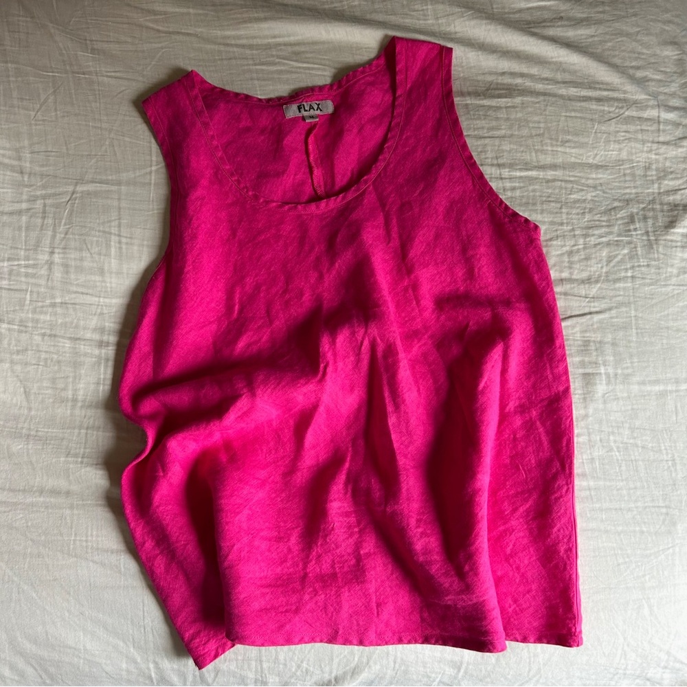 FLAX Hot Pink Linen Tank